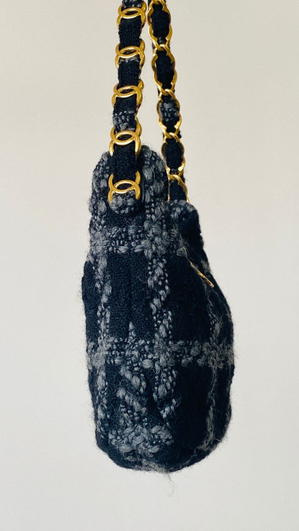 CC 2025 hobo handbag 24 black gray wool