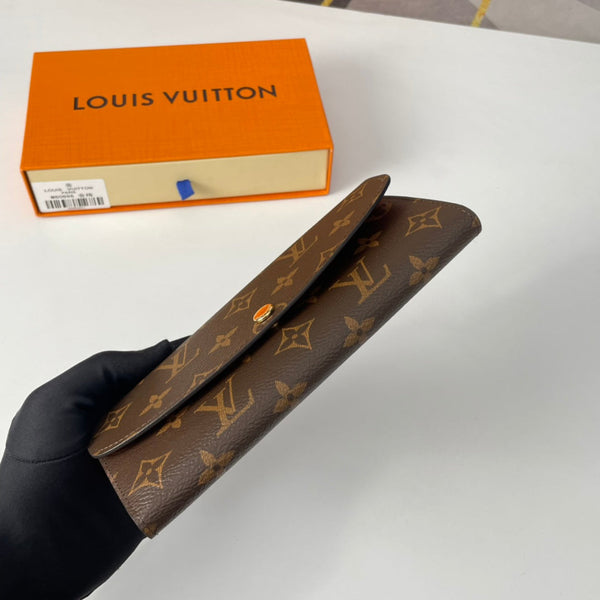 Portafoglio LV M60696 Emilie in tela monogramma marrone prugna-rosso 221663