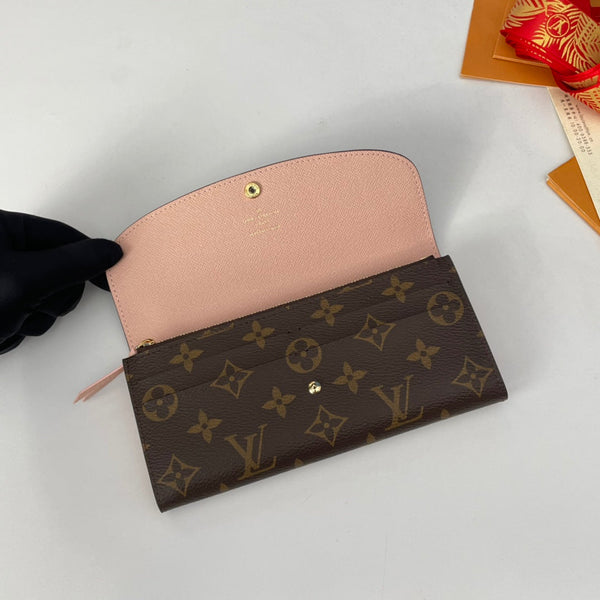 Portafoglio LV M60696 Emilie in tela monogramma marrone rosa 221664