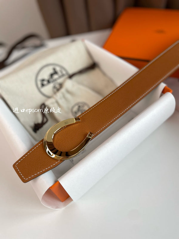FIBBIA PER CINTURA LUCK E CINTURINO REVERSIBILE IN PELLE ARANCIONE ZENZERO 38 MM CON FERRAMENTA DORATA