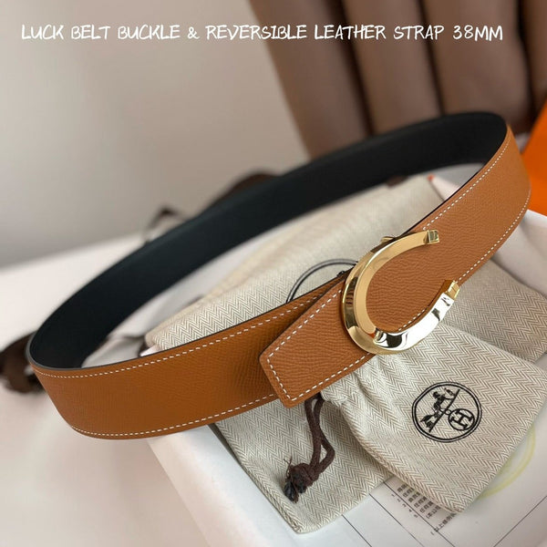 FIBBIA PER CINTURA LUCK E CINTURINO REVERSIBILE IN PELLE ARANCIONE ZENZERO 38 MM CON FERRAMENTA DORATA