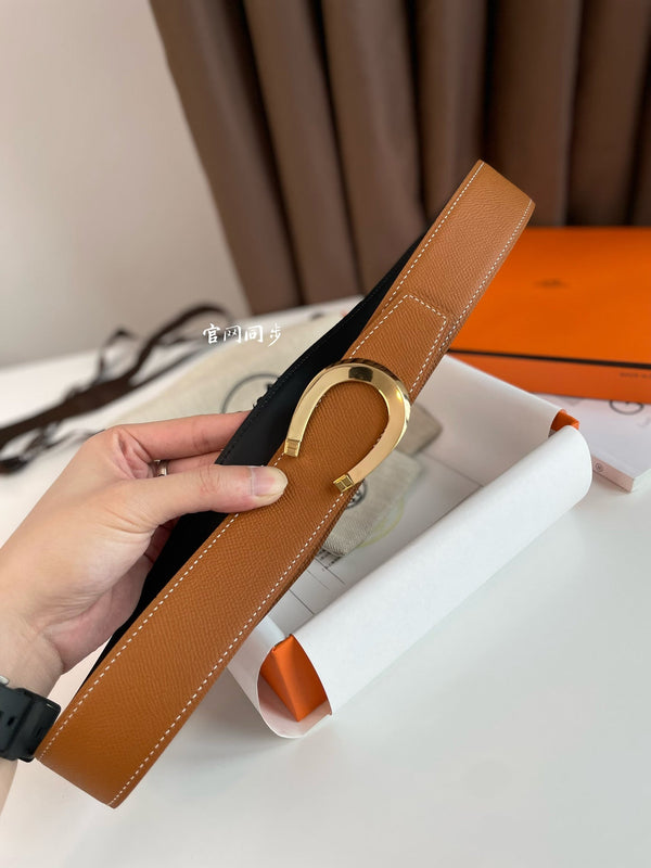 FIBBIA PER CINTURA LUCK E CINTURINO REVERSIBILE IN PELLE ARANCIONE ZENZERO 38 MM CON FERRAMENTA DORATA