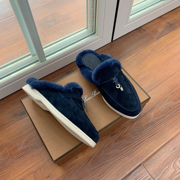 LP 26s Charms Walk Babouche Loafers 2cm Midnight Blue Suede 110926