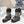 CD Platform Snow Boots Black Beige Cowhide Nylon Fabric 539655