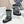 CD Platform Snow Boots Black White Cowhide Nylon Fabric 539656