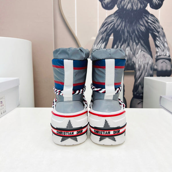 CD Snow Ankle Boots Light Blue Cowhide Nylon Fabric 539659