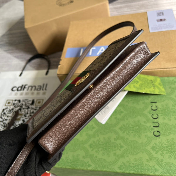 BORSA MINI 19 OPHIDIA IN VITELLO MARRONE E TELA BEIGE
