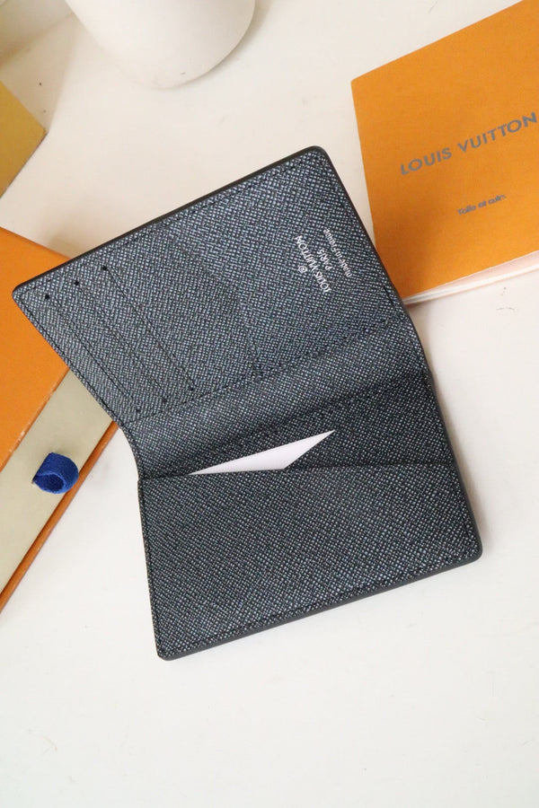 LV Logo Pocket Organiser Black Blue Monogram Canvas 182772