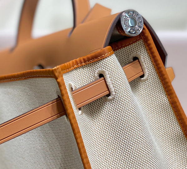Herbag 31 Toile White Canvas Gold Pelle di vacchetta