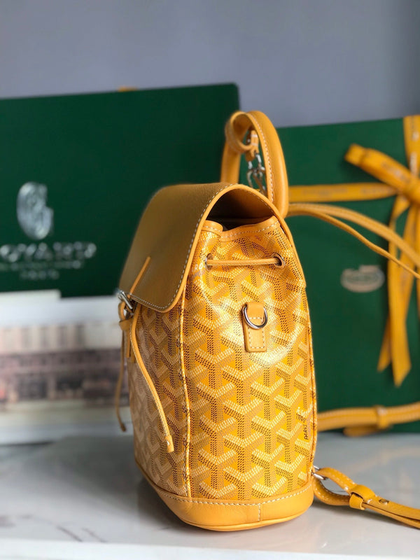 ZAINO ALPIN MINI 21 IN PELLE DI AGNELLO GIALLA E TELA GOYARDINE