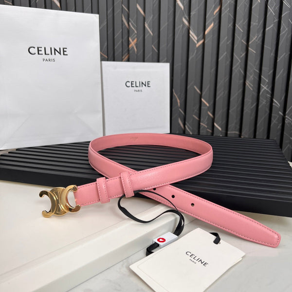 CL TRIOMPHE 25 MM BELT IN BLUSH PINK CALFSKIN GOLD HARDWARE