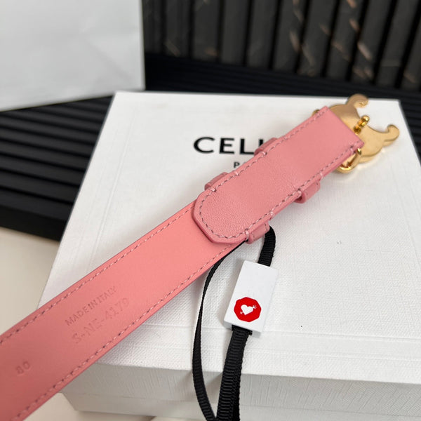 CL TRIOMPHE 25 MM BELT IN BLUSH PINK CALFSKIN GOLD HARDWARE