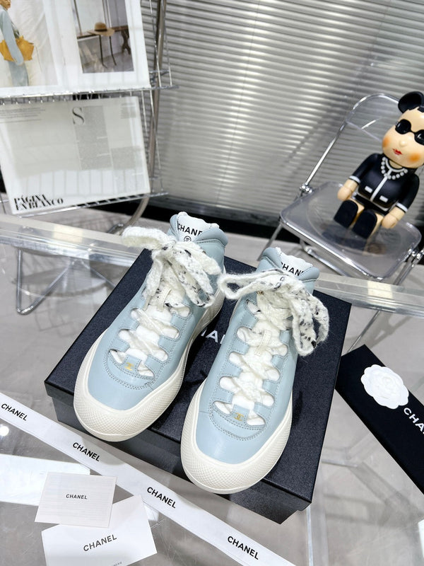 SNEAKER CC CANO ALTO IN VITELLO BLU CIPRIA E GOMMA BIANCA