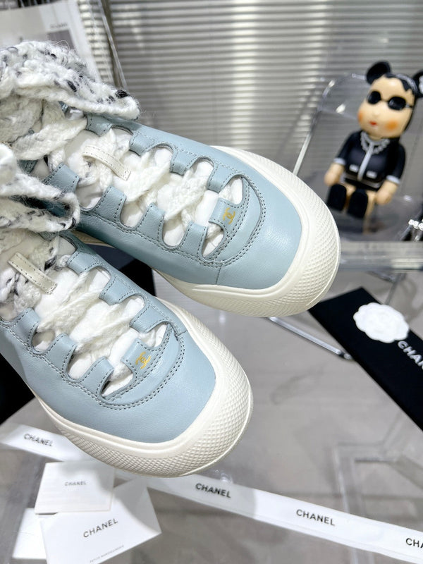 SNEAKER CC CANO ALTO IN VITELLO BLU CIPRIA E GOMMA BIANCA