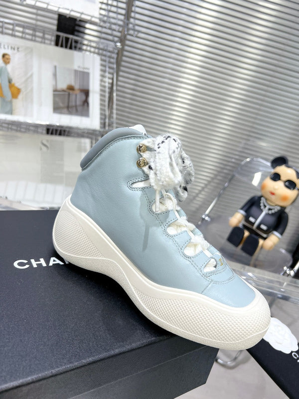 SNEAKER CC CANO ALTO IN VITELLO BLU CIPRIA E GOMMA BIANCA