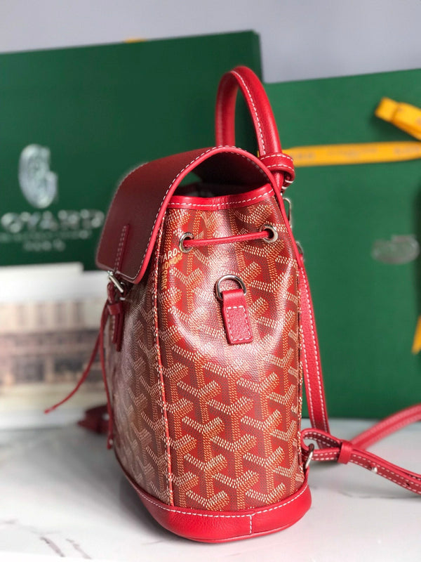ZAINO ALPIN MINI 21 IN PELLE DI AGNELLO ROSSA CLASSICA E TELA GOYARDINE