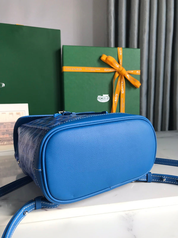 ZAINO ALPIN MINI 21 IN PELLE DI AGNELLO BLU ZAFFIRO E TELA GOYARDINE