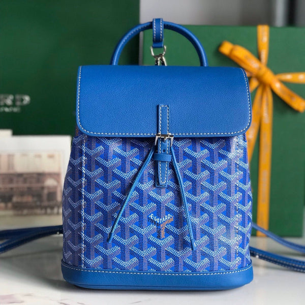 ZAINO ALPIN MINI 21 IN PELLE DI AGNELLO BLU ZAFFIRO E TELA GOYARDINE