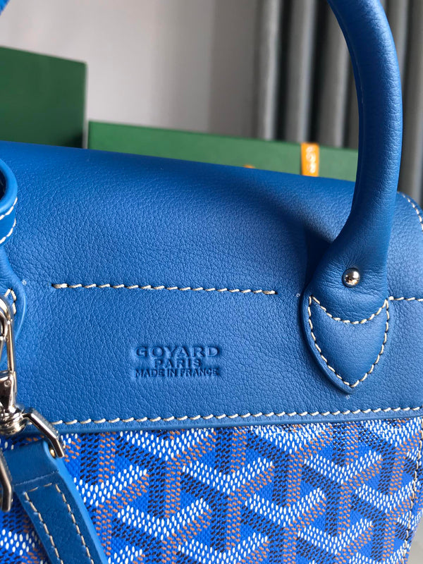 ZAINO ALPIN MINI 21 IN PELLE DI AGNELLO BLU ZAFFIRO E TELA GOYARDINE