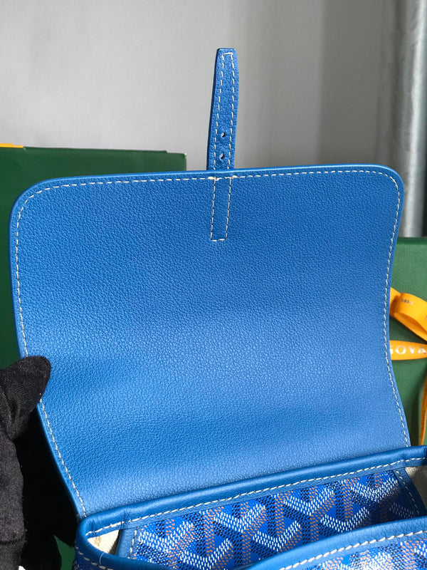 ZAINO ALPIN MINI 21 IN PELLE DI AGNELLO BLU ZAFFIRO E TELA GOYARDINE