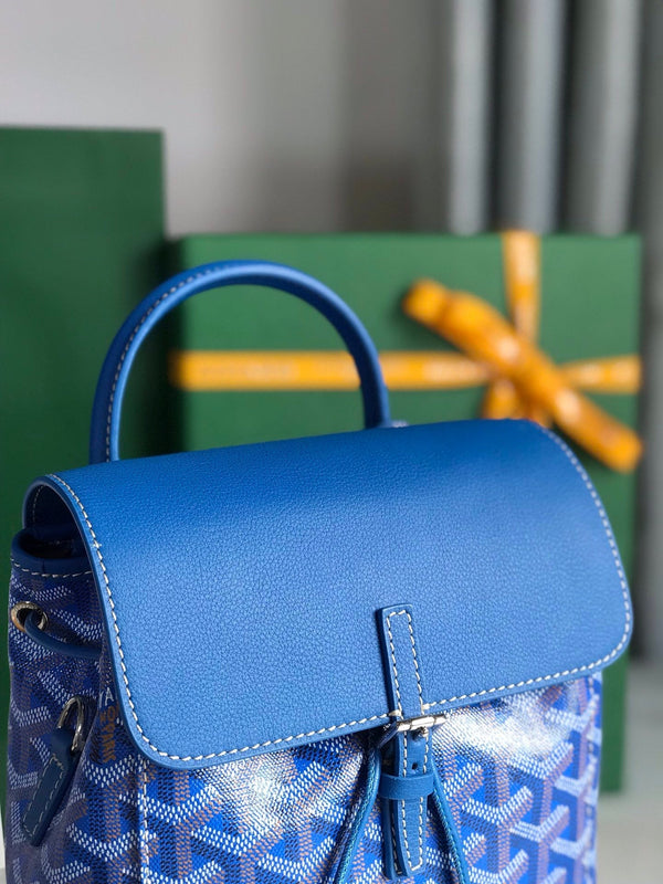ZAINO ALPIN MINI 21 IN PELLE DI AGNELLO BLU ZAFFIRO E TELA GOYARDINE