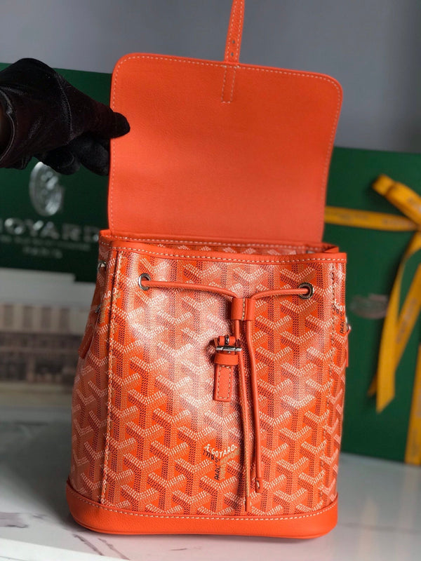 ZAINO ALPIN MINI 21 IN AGNELLO ARANCIONE E TELA GOYARDINE