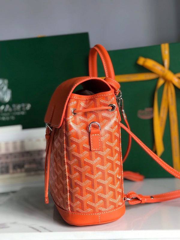 ZAINO ALPIN MINI 21 IN AGNELLO ARANCIONE E TELA GOYARDINE