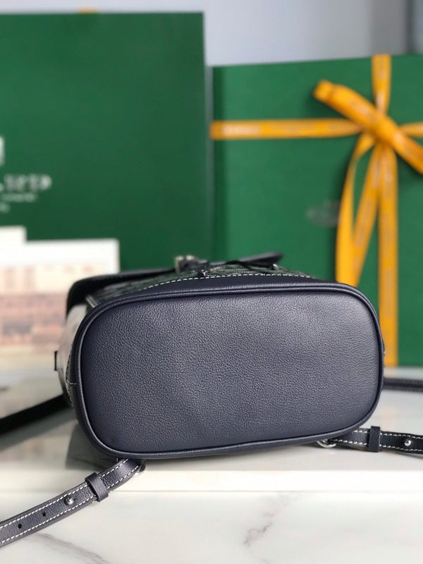 ZAINO ALPIN MINI 21 IN PELLE DI AGNELLO BLU NAVY E TELA GOYARDINE