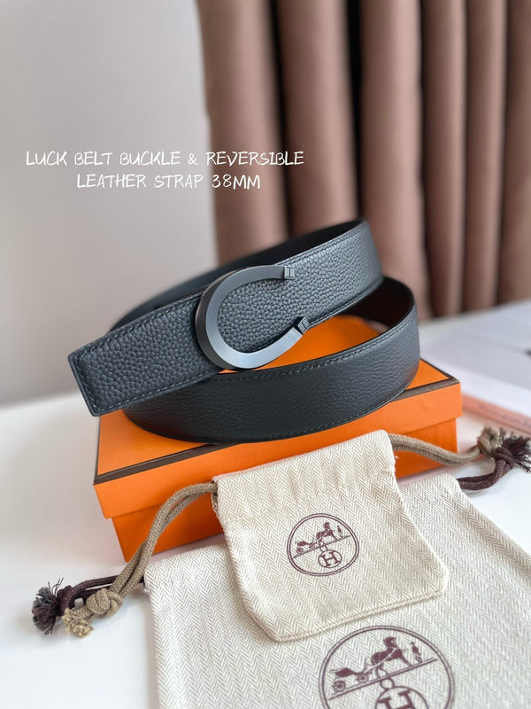 FIBBIA PER CINTURA LUCK E CINTURINO REVERSIBILE IN PELLE NERA 38 MM FERRAMENTA NERA