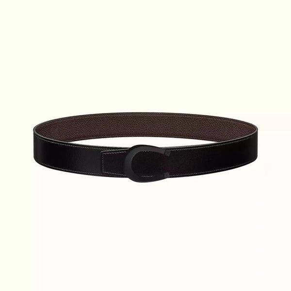 FIBBIA PER CINTURA LUCK E CINTURINO REVERSIBILE IN PELLE MARRONE CIOCCOLATO 38 MM FERRAMENTA NERA