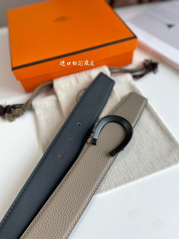 FIBBIA PER CINTURA LUCK E CINTURINO REVERSIBILE IN PELLE MARRONE KAKI 38 MM FERRAMENTA NERA