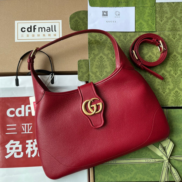 BORSA A TRACOLLA MEDIA 39 IN PELLE DI VITELLO ROSSA E FERRAMENTA ORO