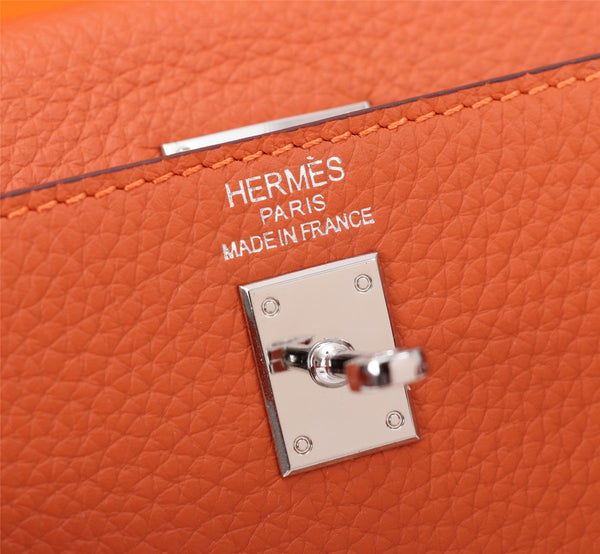 HM KELLY BAG 25 ORANGE TOGO SILVER HARDWARE