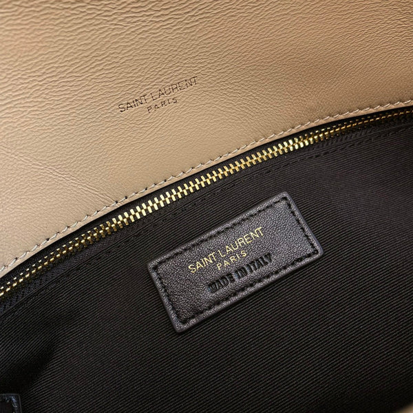 YSL Loulou Puffer Medium Bag 35cm Beige Glossy Leather