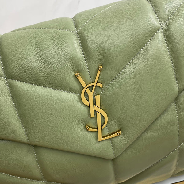 YSL Loulou Puffer Medium Bag 35cm Matcha Green Glossy Leather