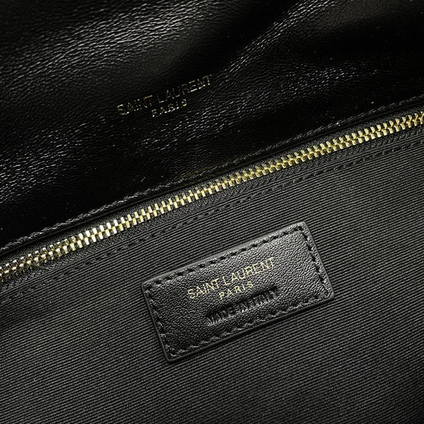 YSL Loulou Puffer Medium Bag 35cm Black Gold Glossy Leather