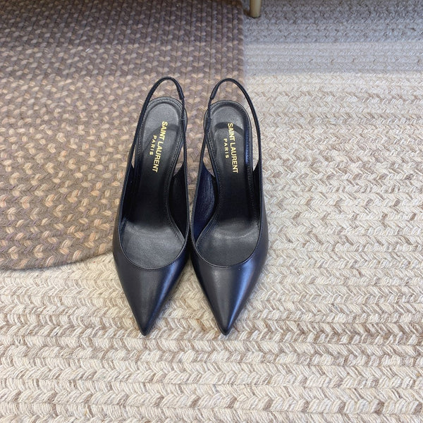 DÉCOLLETÉ SLINGBACK CON TACCO NERO OPYUM IN PELLE DI AGNELLO LISCIA NERA