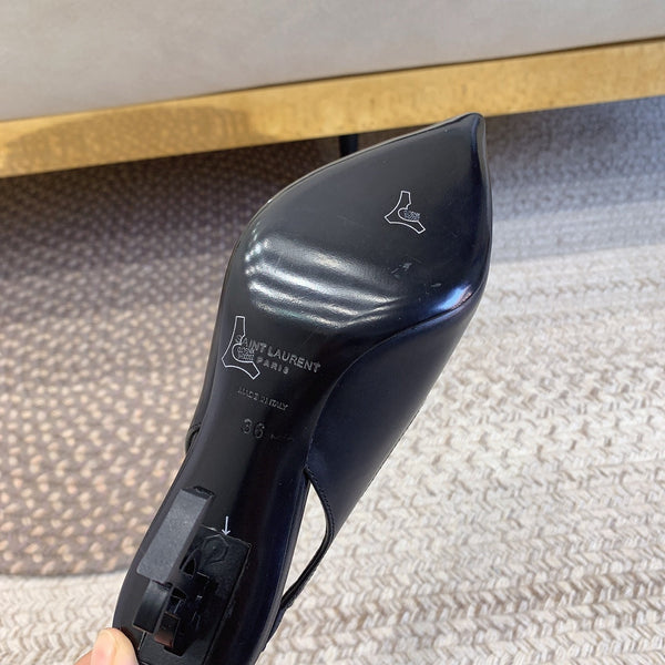 DÉCOLLETÉ SLINGBACK CON TACCO NERO OPYUM IN PELLE DI AGNELLO LISCIA NERA