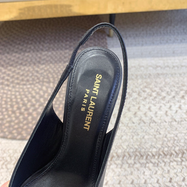 DÉCOLLETÉ SLINGBACK CON TACCO NERO OPYUM IN PELLE DI AGNELLO LISCIA NERA