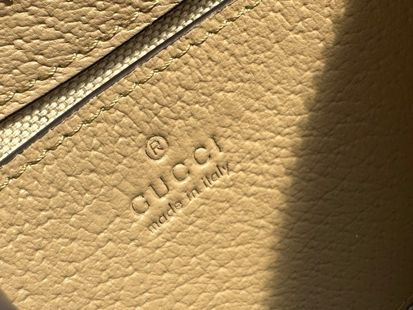 BORSA A MANO OPHIDIA GG SMALL 25 TELA SUPREME BEIGE E BIANCA