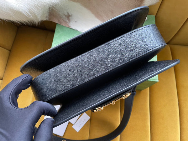 BORSA DA SELLA GG HORSEBIT 1955 25 IN TELA NERA E PELLE DI VITELLO