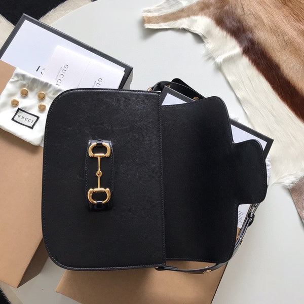 BORSA MINI GG HORSEBIT 1955 25 IN PELLE DI VITELLO NERA