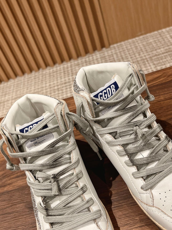 Golden Goose 2025 Baskets Montantes Blanc Argent Cuir de Vachette 170576