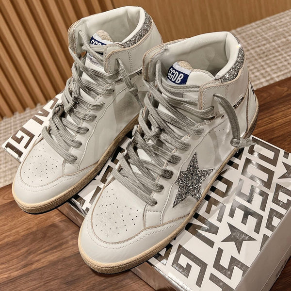 Golden Goose 2025 Baskets Montantes Blanc Argent Cuir de Vachette 170576