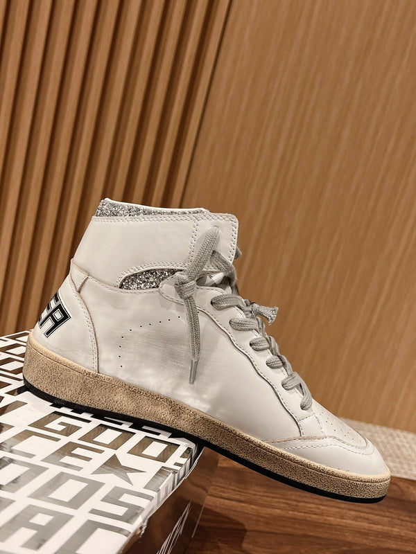 Golden Goose 2025 Baskets Montantes Blanc Argent Cuir de Vachette 170576