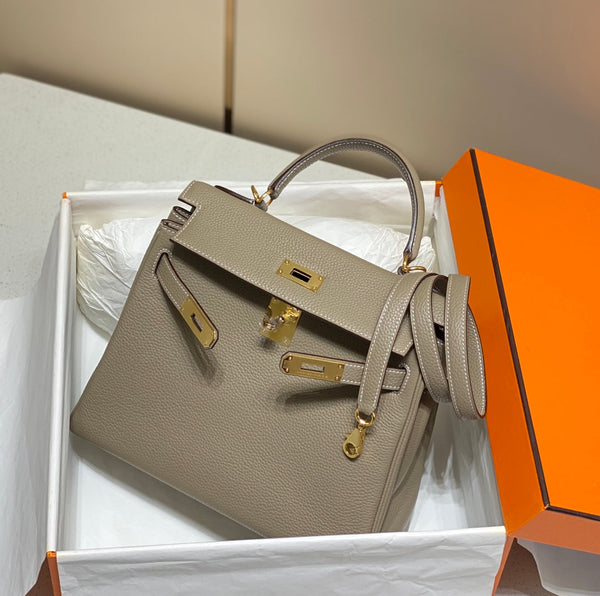 HM KELLY 28CM MARRONE TOGO ORO HARDWARE