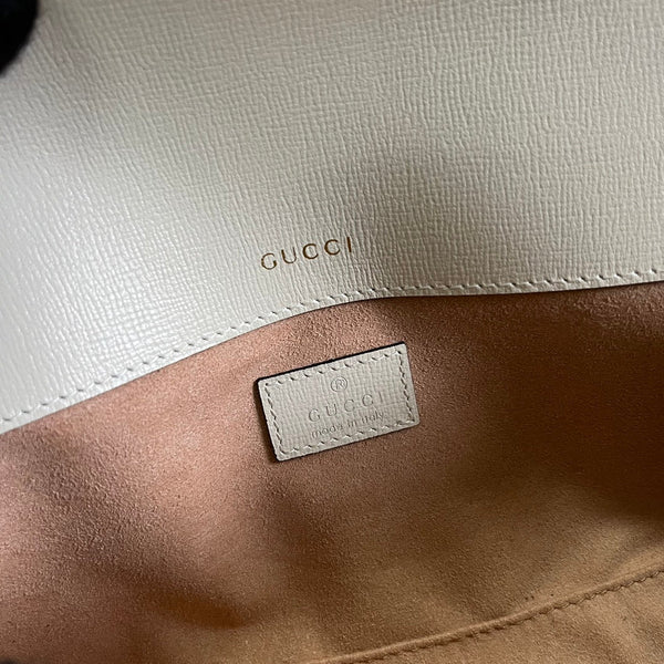 BORSA GG HORSEBIT 1955 24 IN TELA BEIGE E PELLE DI VITELLO BIANCA