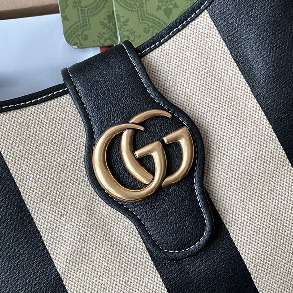 BORSA A SPALLA MEDIA 39 IN TELA BEIGE MIX PELLE DI VITELLO NERA FERRAMENTA ORO