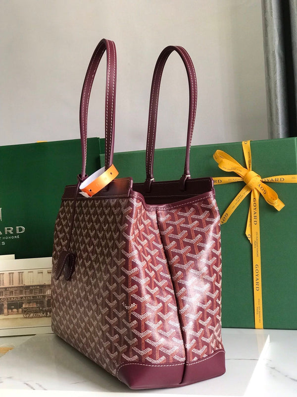 BORSA BELLECHASSE BIAUDE PM 36 IN TELA GOYARDINE ROSSO VINO E RIFINITURE IN PELLE DI VITELLO