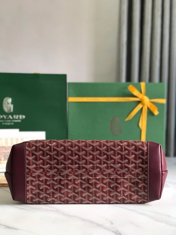 BORSA BELLECHASSE BIAUDE PM 36 IN TELA GOYARDINE ROSSO VINO E RIFINITURE IN PELLE DI VITELLO